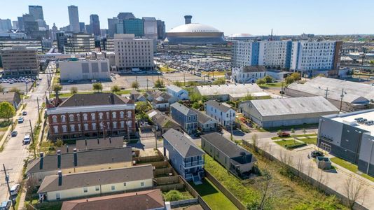 Aerial view showcasing the home & its surrounding neighborhood.