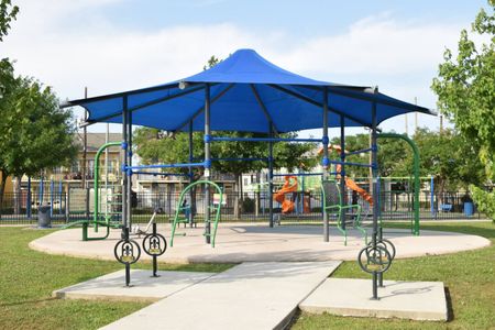 Lafitte Greenway's shaded pavilion — perfect for a relaxed afternoon outdoors.