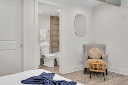 Bright, minimal bathroom w/ clean lines & a calm, spa-like feel.
