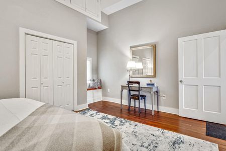 2nd floor master bedroom w/ a dedicated desk & closet — work & rest sorted.