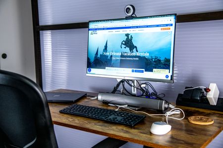 Stay connected & productive w/ high-speed Wi-Fi & a full desktop setup.