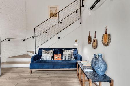 Chic and cozy lounge space with local flair—perfect for kicking back and planning your New Orleans adventures.