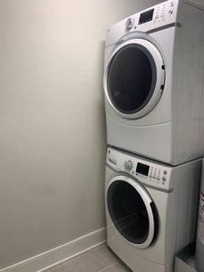 In-unit stacked washer & dryer — pack light & stay fresh all trip.
