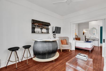 Stylish bar island — the perfect spot for morning coffee or casual bites.