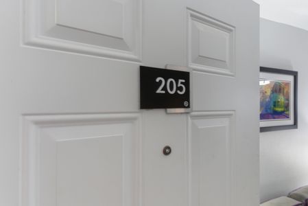 Unit door marked with your specific unit number