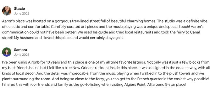Stacie and Samara's reviews.