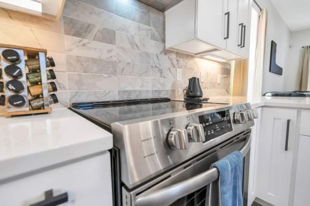 Chef-ready kitchen w/ stainless range — sleek, modern & fully equipped.