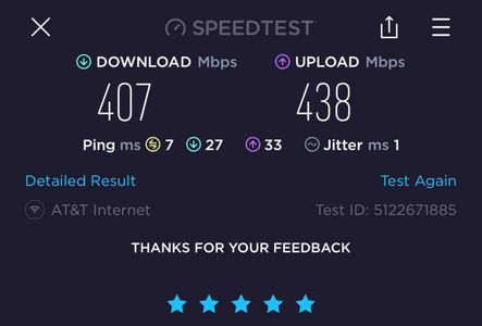 Blazing-fast WiFi — 407 Mbps download & 438 Mbps upload for seamless work or streaming.