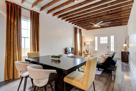Elegant dining table that seats six — perfect for long meals together.