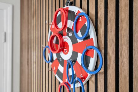 Wall-mounted target game — a fun challenge for groups of all ages.