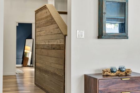 Reclaimed wood staircase with rustic charm