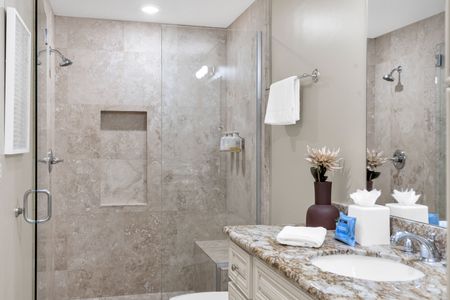 Walk-in shower with a handy built-in niche