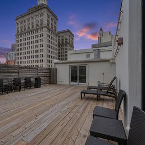 Sip your morning coffee on the rooftop patio w/ sweeping downtown skyline views.