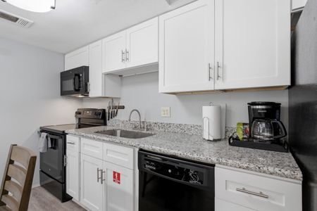 Compact, well-equipped kitchen w/ everything needed for simple meals.