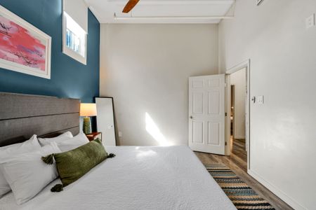 Sun-kissed bedroom with a sage green accent