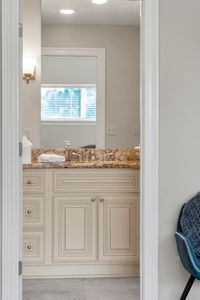 Bright vanity with a window view