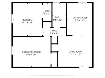 Floor plan w/ clearly labeled bedroom & bathroom layout for easy reference.