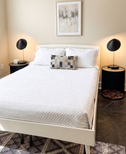 Bright bedroom with modern accents
