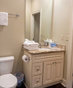 Compact vanity with thoughtful touches