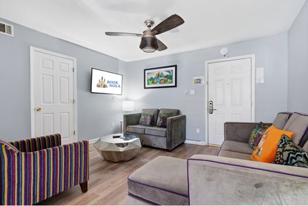 Bright living area with a welcoming feel and a smart TV!