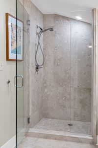 Modern shower with polished concrete finish