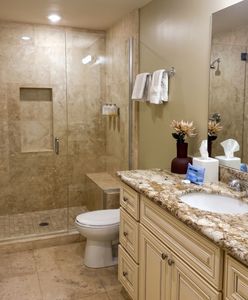 Refined vanity with stone countertop