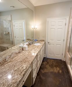 Spacious vanity with elegant finishes