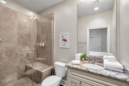 Flamingo art for a playful bath moment