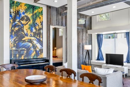 Rustic barnwood walls with a burst of color