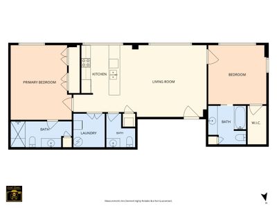 Single-level layout with living, kitchen, and bedrooms