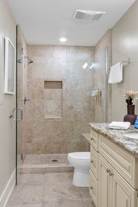 Frameless glass shower with spa vibes