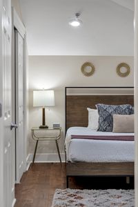 Woven pillows and warm wood textures