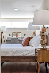 Wake up to natural light and a cozy workspace