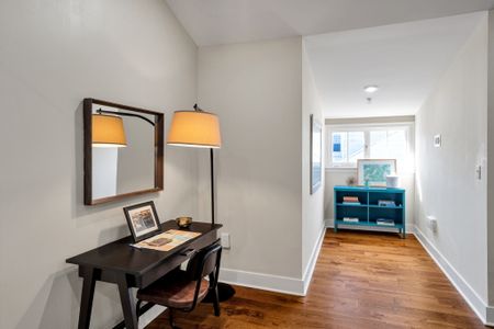 Vanity corner with a view of the reading nook