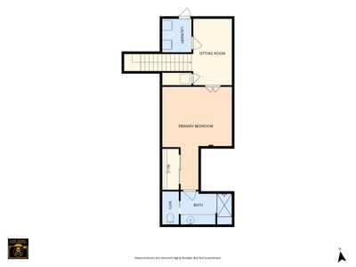 Second floor layout with bedroom and bath
