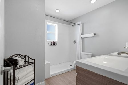 Fresh, functional bathroom ready to start your day right.