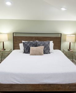 Serene bedroom with layered textures