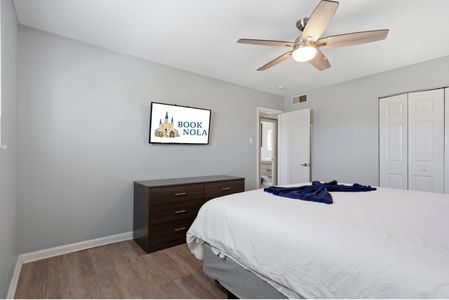 Cozy king bedroom w/ a smart TV for winding down in style.