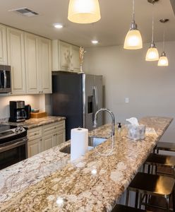 Gourmet kitchen with granite island
