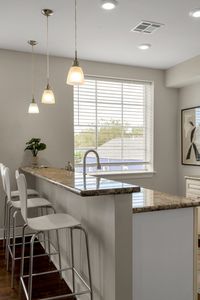 Granite counters bathed in natural light