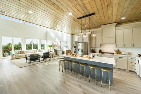 Spacious luxury kitchen and living area in A View From The Top cabin rental, featuring