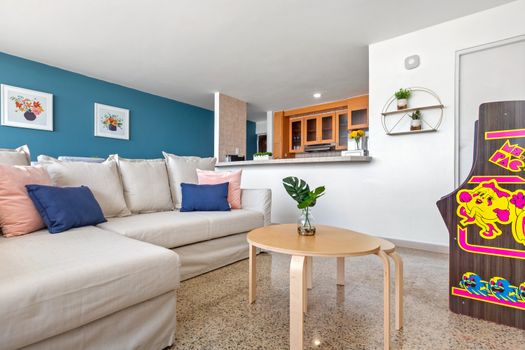 Apartment in Puerto Rico, showcasing a colorful, colonial architecture from the balcony.