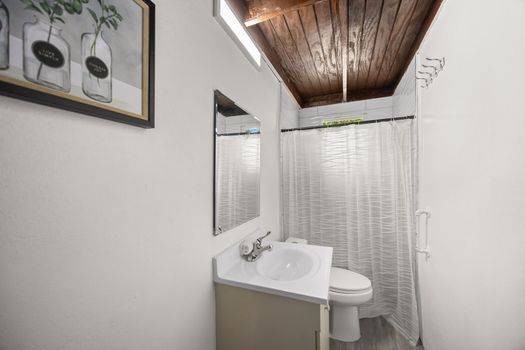 Clean and modern bathroom for your convenience.