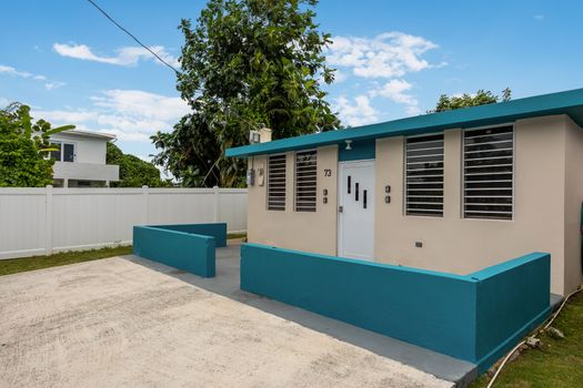 Classic architecture with a pop of color.