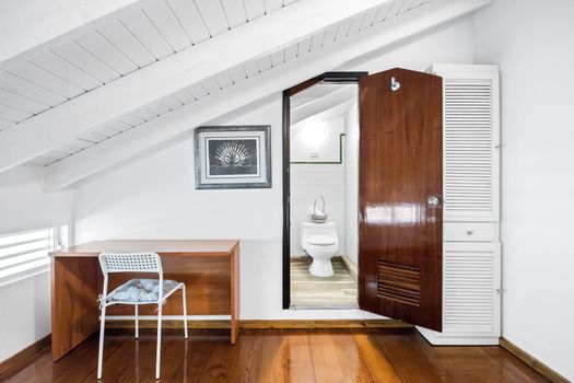Dedicated workspace with desk and chair – perfect for remote work, virtual meetings, or planning your next adventure.