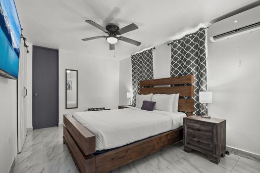 Warm and inviting bedroom aesthetics.