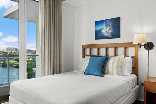 Relax in style with cozy bedding, ambient lighting, and captivating vistas from your room.