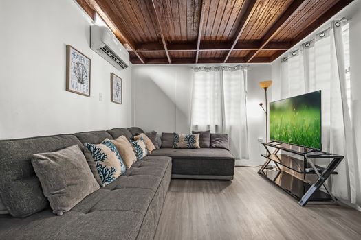 Modern decor and plenty of natural light.