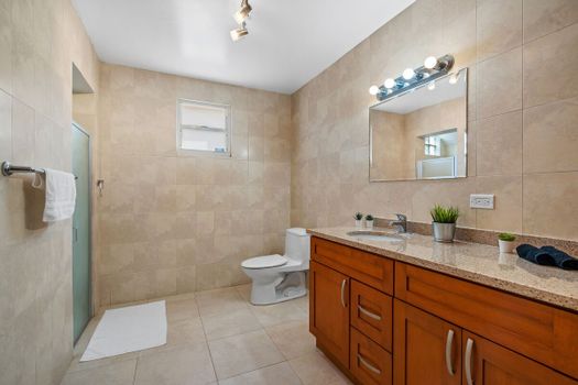 Escape to your personal oasis in this pristine bathroom.