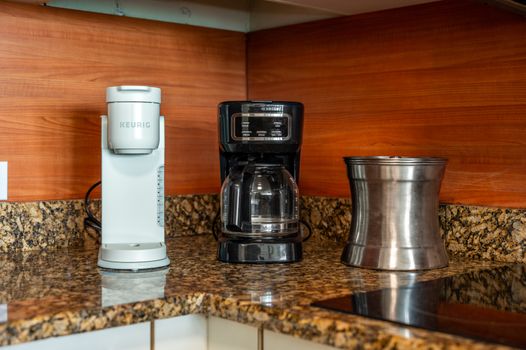 Start your day right! Choose between a fresh brewed pot or a quick Keurig cup with our versatile coffee station.